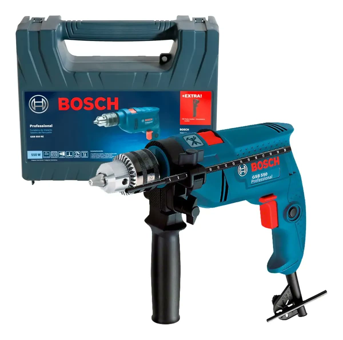Furadeira De Impacto E Parafusadeira Bosch Gsb 550 + Maleta