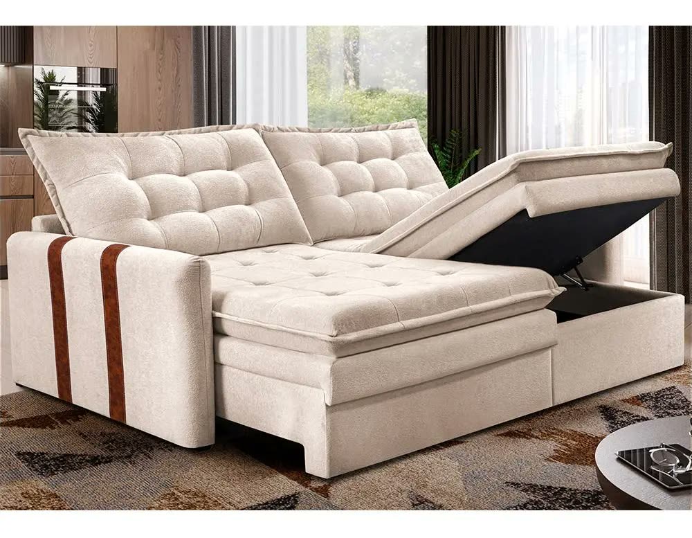 Sofá  Sem Caixa Retrátil 1,80m Soft Petit Boucle Cama Inbox