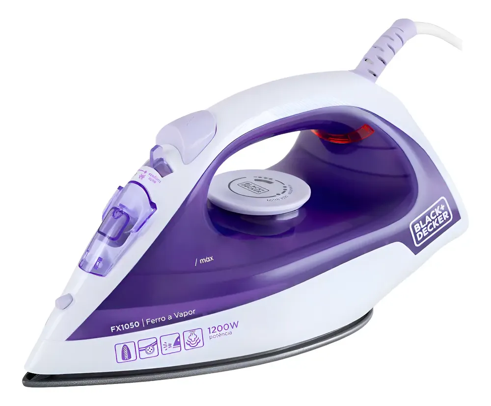 foto de Ferro De Passar Roupa À Seco Ou Vapor Black Decker Fx1050 Roxo 127V
