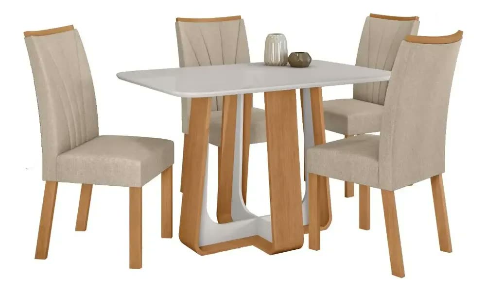 Conjunto Sala De Jantar Mesa Easy Pop 120x80 4 Cad Confort