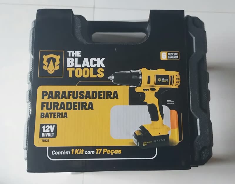 foto de Parafusadeira Furadeira Sem Fio Com 2 Baterias Cor Amarelo E Preto Frequência 60 The Black Tools