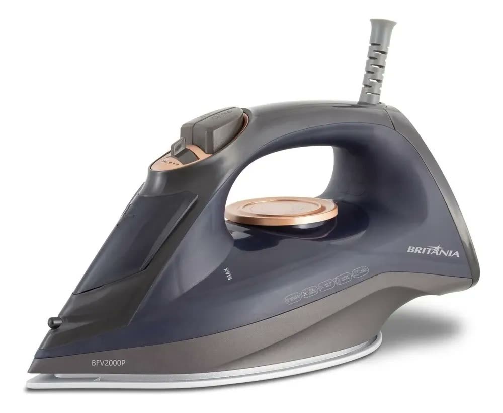 Ferro De Passar A Vapor Bfv2000p Ceramic Britânia Cor Azul Marinho/Preto/Dourado