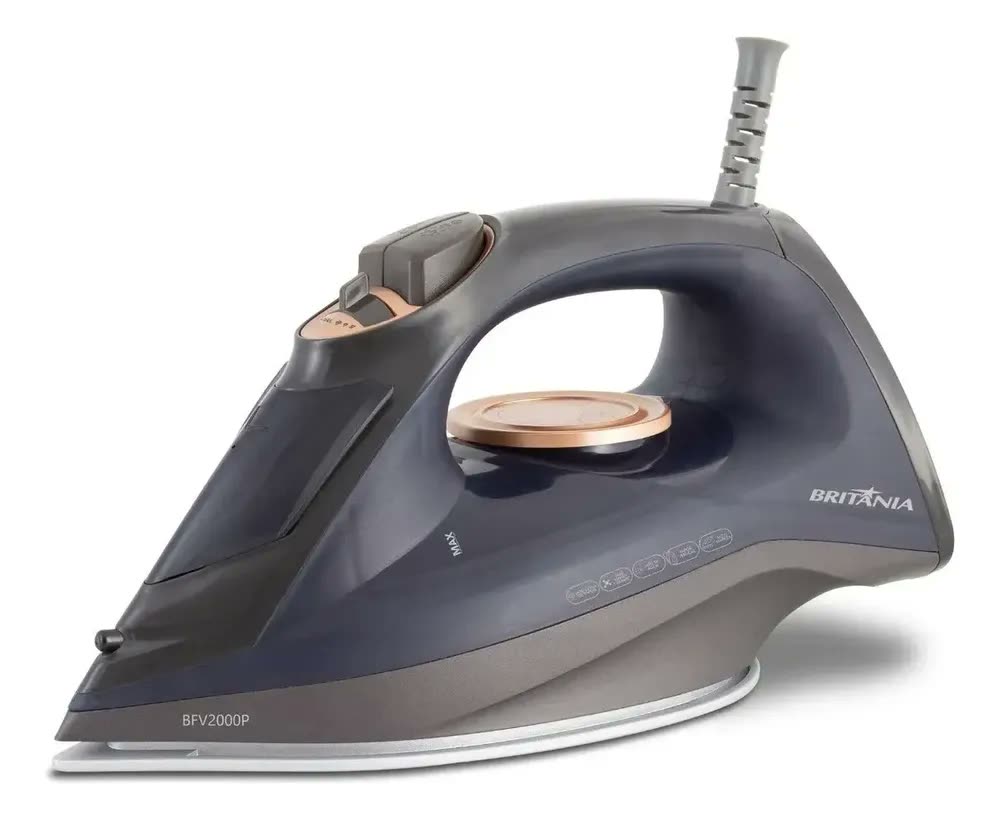 Ferro De Passar A Vapor Bfv2000p Ceramic Britânia Cor Azul Marinho/Preto/Dourado