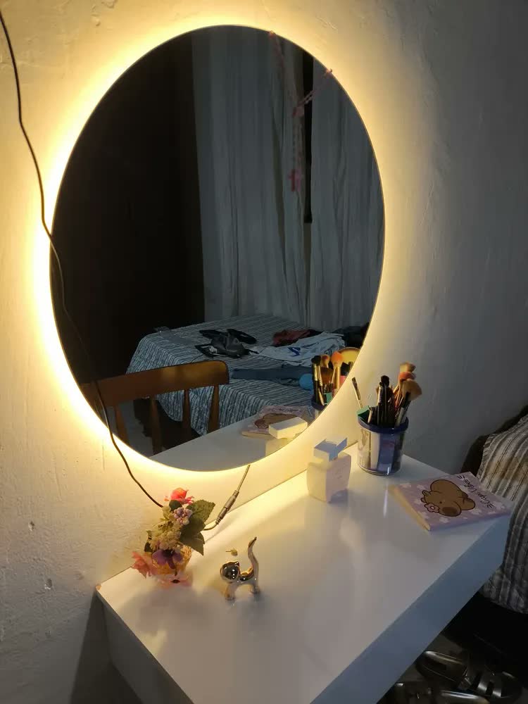 foto de Espelho Redondo LED Ornamo Decor 60cm Parede Banheiro Quente 3000K