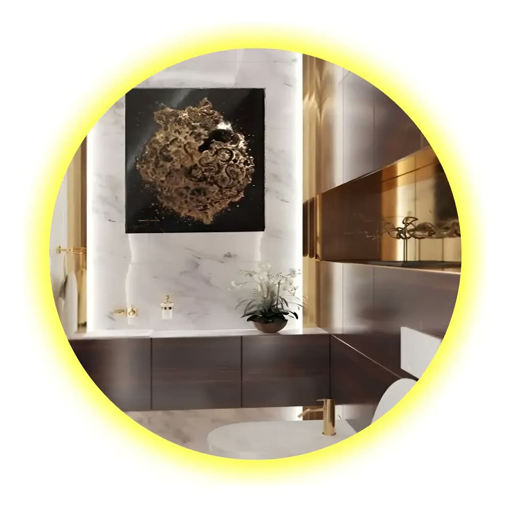 Espelho Redondo LED Ornamo Decor 60cm Parede Banheiro Quente 3000K