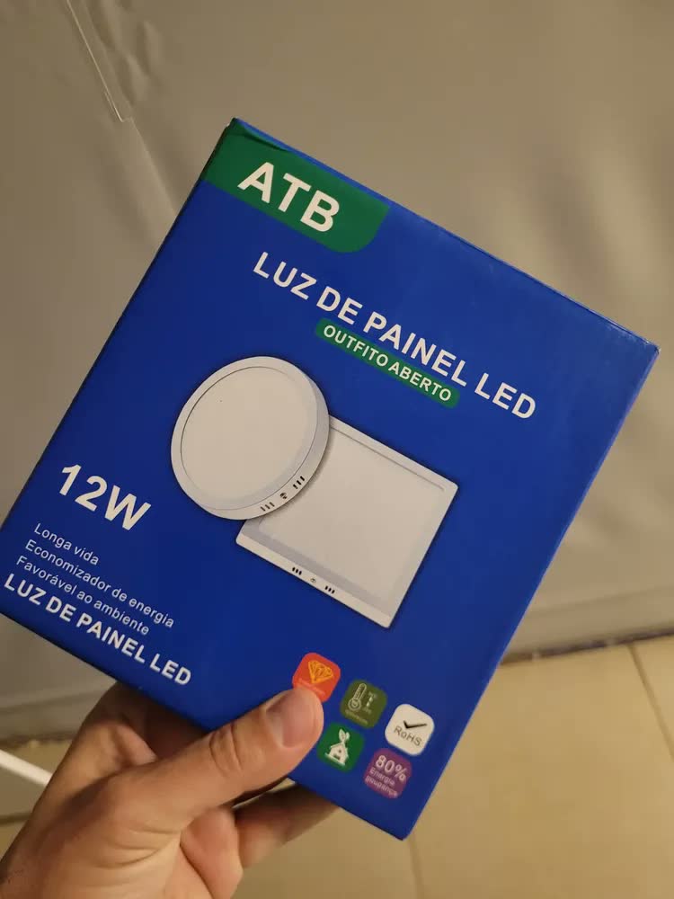 foto de Plafon LED LuxLite 12W Quadrado Sobrepor Branco Quente Sensor Presença