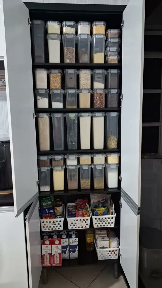 foto de Kit 15 Potes Herméticos para Mantimentos com Tampa Etiquetas e Colheres Medidoras Jogo de Potes Porta Mantimentos Cozinha e Despensa Organizada Vasilhas Plásticas Empilháveis Transparentes Palada