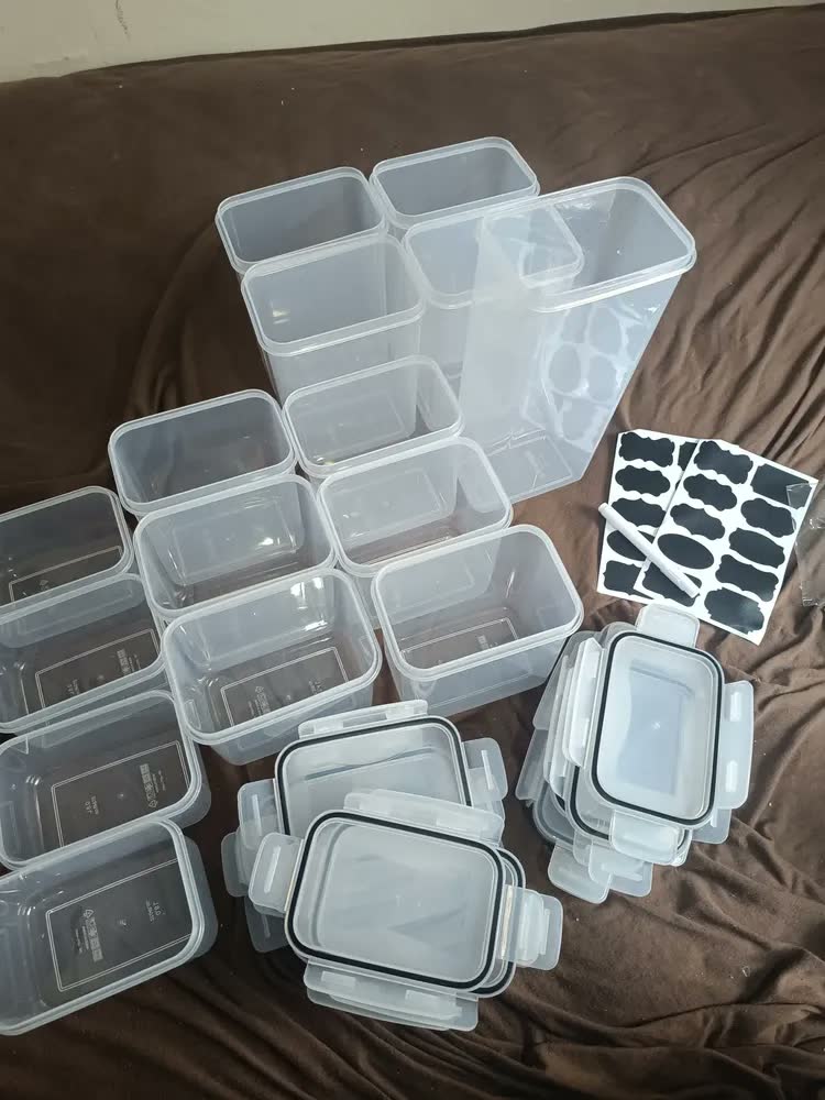 foto de Kit 15 Potes Herméticos para Mantimentos com Tampa Etiquetas e Colheres Medidoras Jogo de Potes Porta Mantimentos Cozinha e Despensa Organizada Vasilhas Plásticas Empilháveis Transparentes Palada