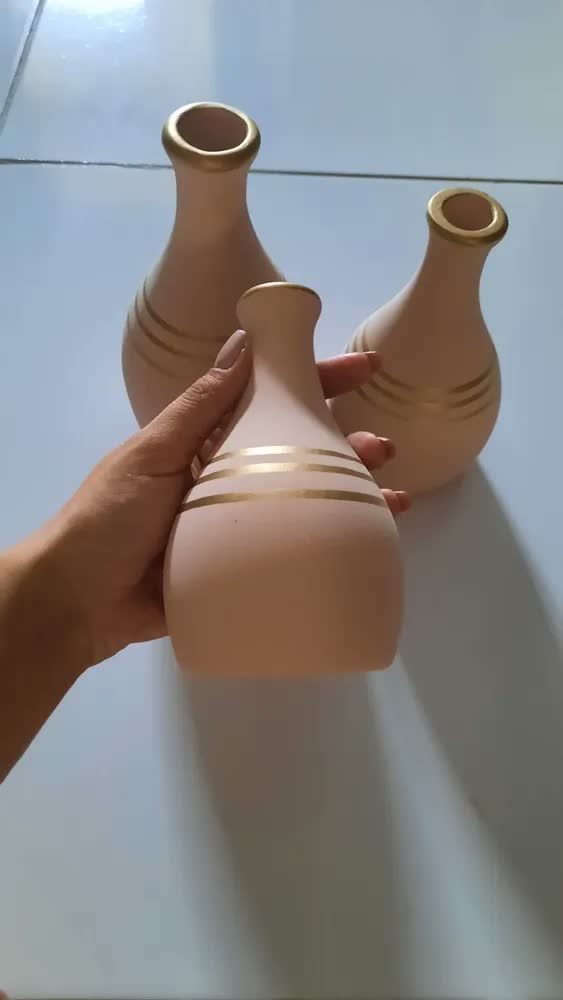 foto de 3 Vasos Ceramica Mesa Decorativo Enfeite Sala Cozinha Modern
