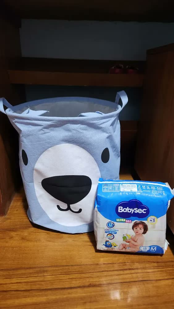 foto de Cesto Organizador Infantil Brinquedo Roupa Impermeável Alça
