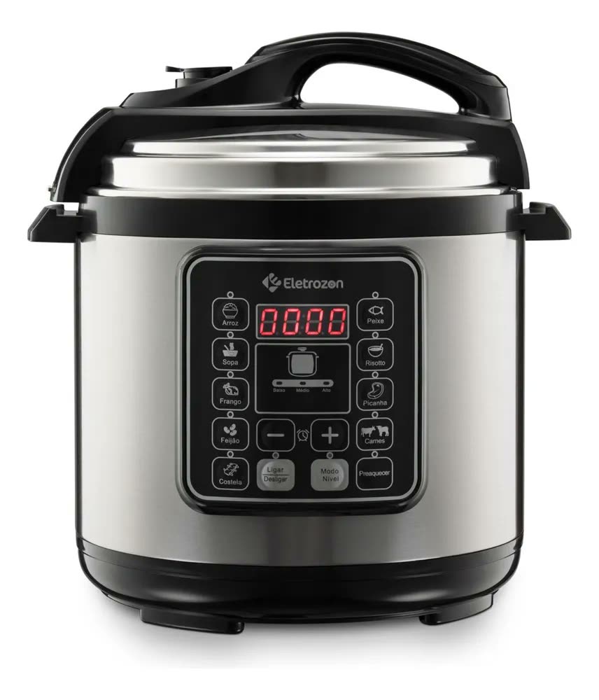 Panela de Pressão Elétrica 1100W Eletrozon Elt-808 de 6 Litros com Revestimento Antiaderente e Desligamento Automático