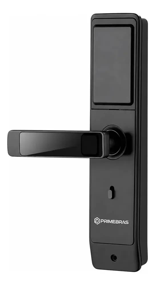 Fechadura Digital Primebras Frankfurt Face ID de Embutir com Wi-Fi, Cor Preta, Reconhecimento Facial, Controle de Acesso Inteligente, Segurança Residencial Total, Design Moderno para Portas de Madeira