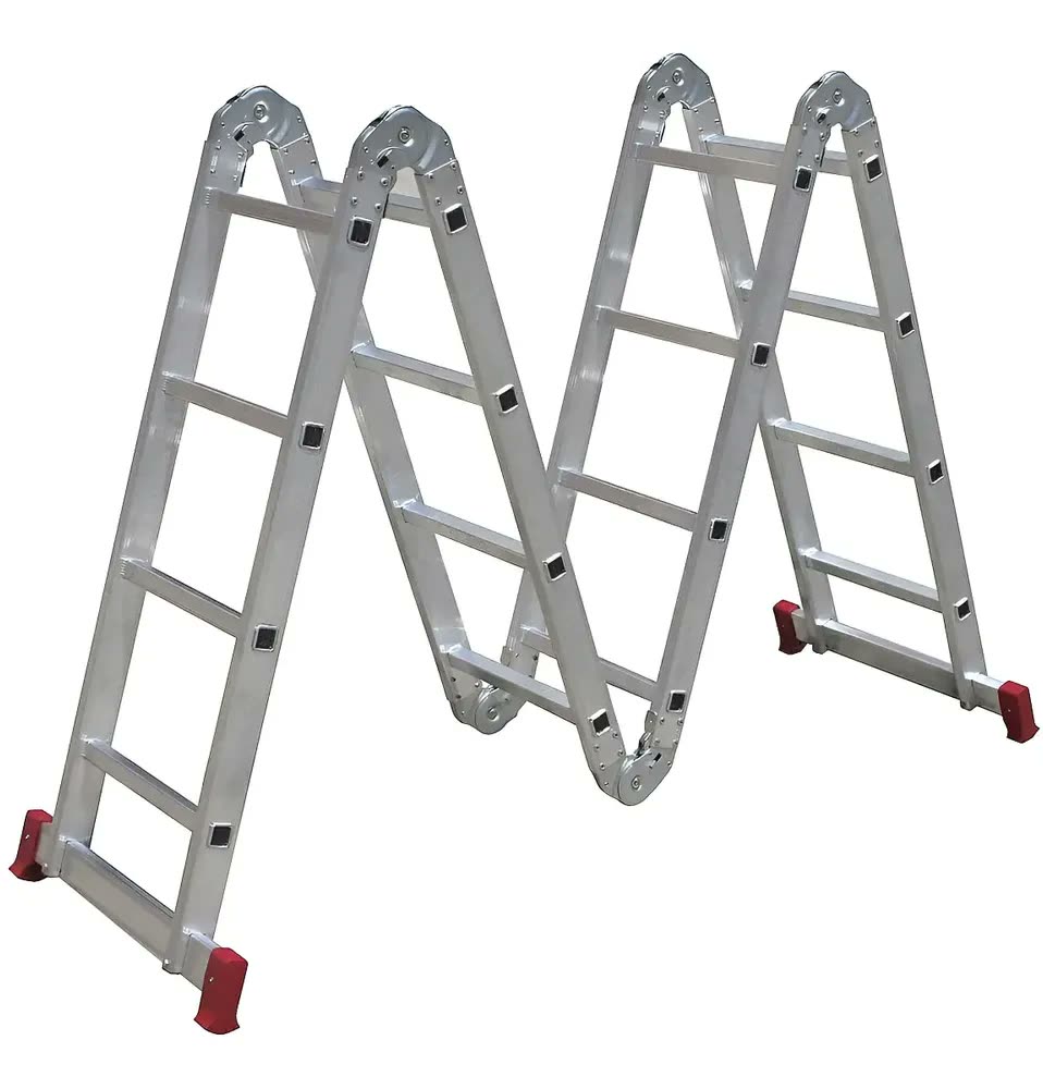 Escada Articulada 16 Degraus Alumínio Botafogo Altura 4,23m 150kg