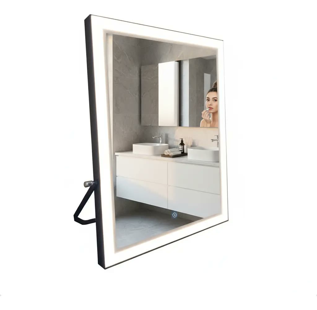 foto de Espelho De Maquiagem Portátil  Led Touch Com Suporte