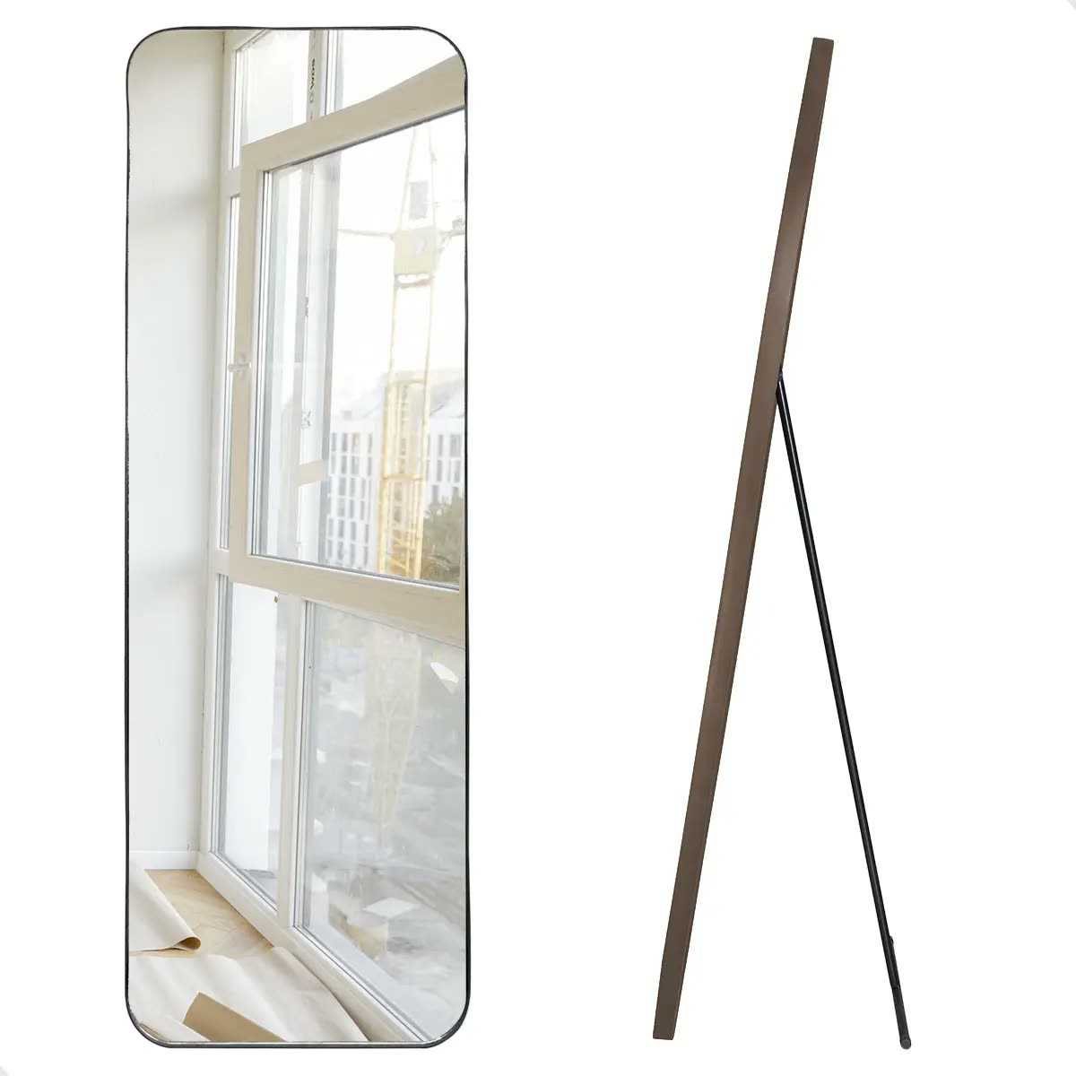 Espelho Retangular 150x50cm Grande De Chão Com Suporte Fixo