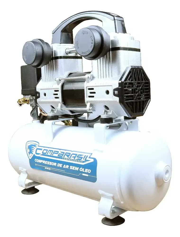 foto de Compressor De Ar 800w Isento De Óleo 8 Litros 5pcm Cor Branco Fase Elétrica Monofásica Frequência 60hz