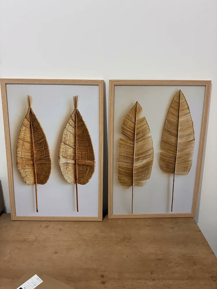 foto de Kit 2 Quadros Decorativo Folha Bananeira Minimalista Moderno