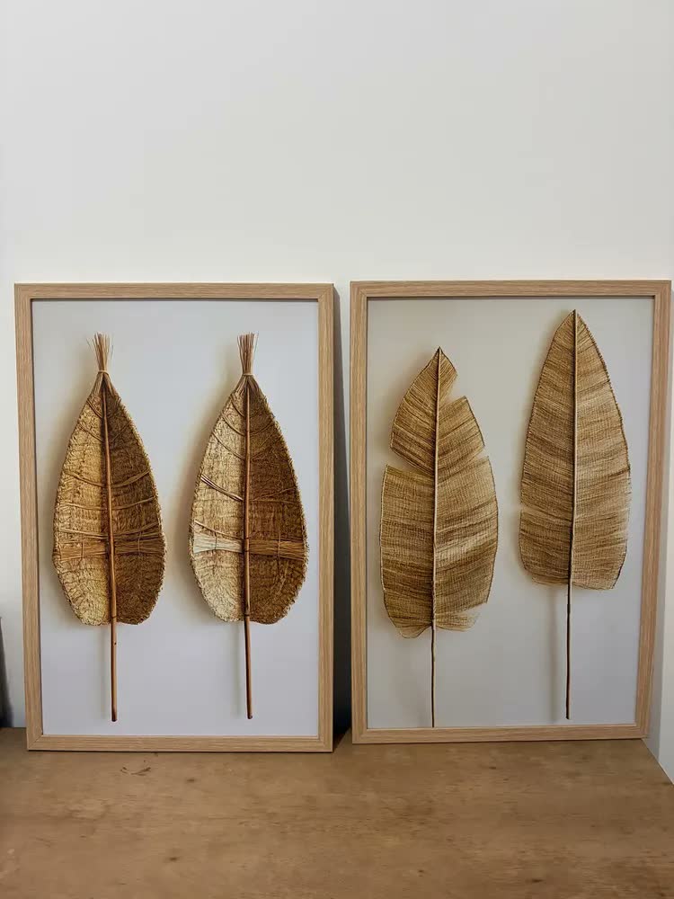 foto de Kit 2 Quadros Decorativo Folha Bananeira Minimalista Moderno