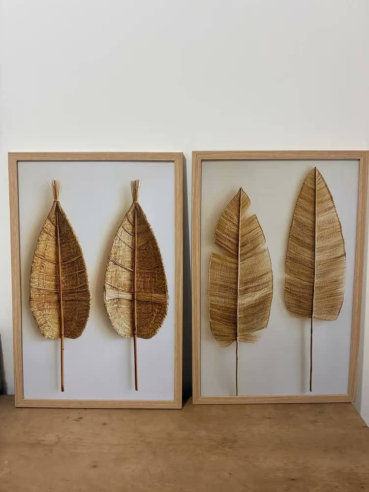 foto de Kit 2 Quadros Decorativo Folha Bananeira Minimalista Moderno