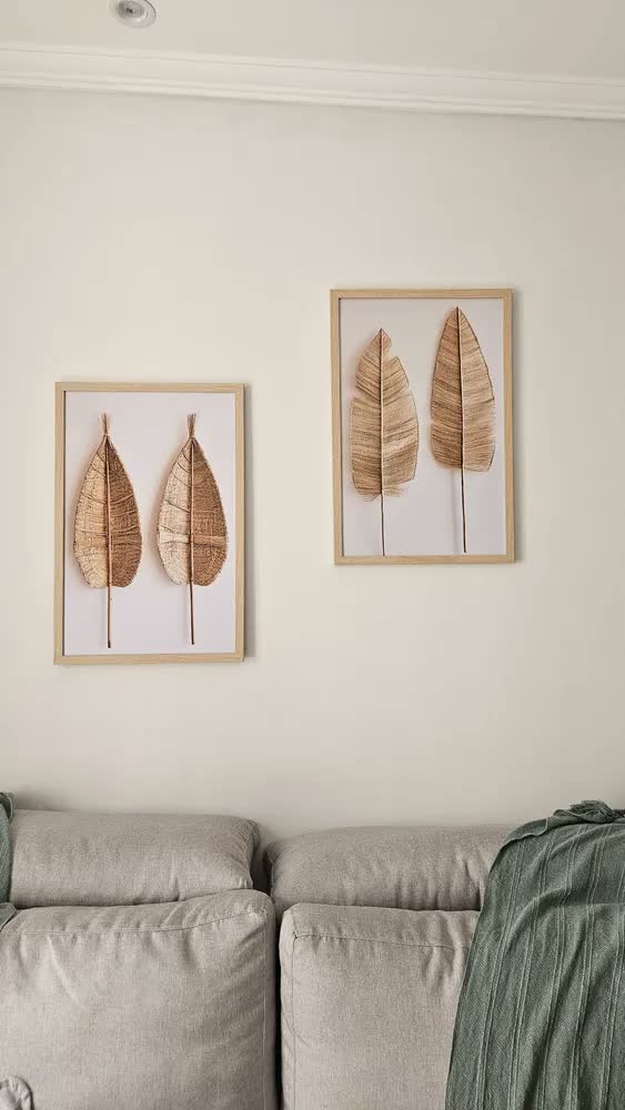 foto de Kit 2 Quadros Decorativo Folha Bananeira Minimalista Moderno
