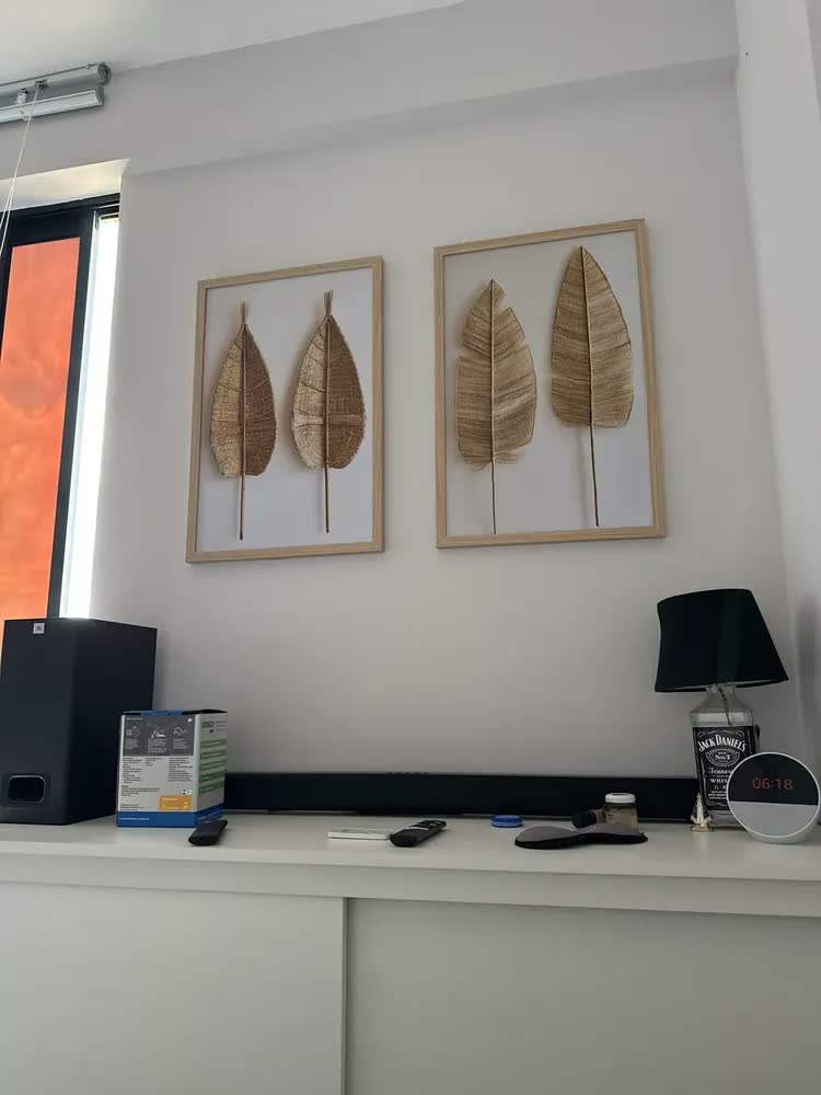 foto de Kit 2 Quadros Decorativo Folha Bananeira Minimalista Moderno