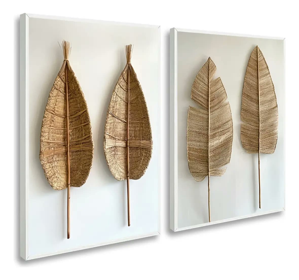 Kit 2 Quadros Decorativo Folha Bananeira Minimalista Moderno