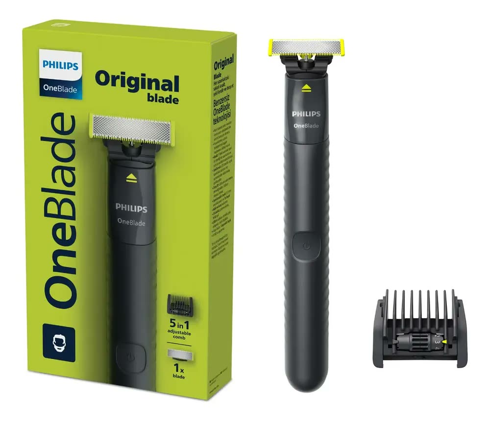 foto de Barbeador e Aparador Elétrico Philips OneBlade com Pente 5 em 1, Sem Fio e À Prova D'Água - QP1425/10