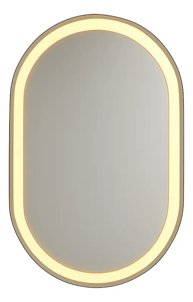 Espelho Oval Jateado 60x100 Lapidado Com Led E Touch Moldura Branco/neutro
