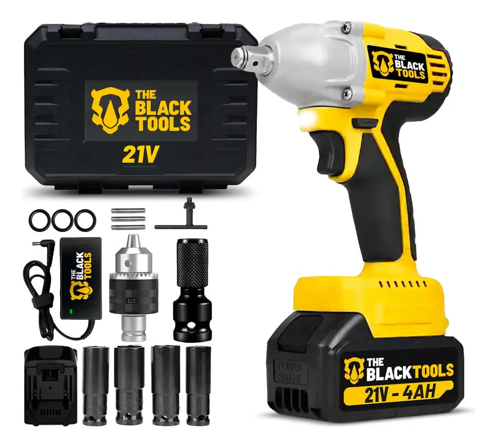 Chave de Impacto a Bateria 21V 430Nm Brushless 13mm Com Maleta e 1 Bateria The Black Tools TB-21IK