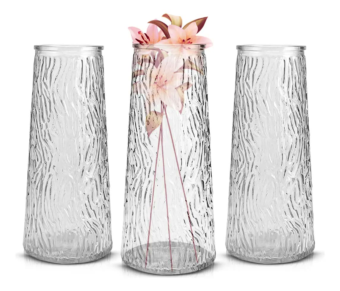 3 Vaso Vidro Decorativo 750ml Flor Aranjo Planta Mesa Grande