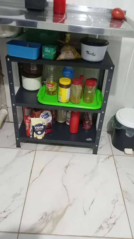 foto de Estante Armario Prateleira De Aço Organizador Multiuso 68cm X 60cm X 28cm 3 Bandejas Resistente