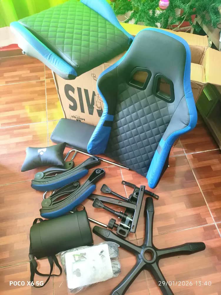 foto de Cadeira De Escritorio Gamer Ergonômica Dunamis Verde Marqs Home Reclinável 180kg Resistente Giratória Confortavel Computador