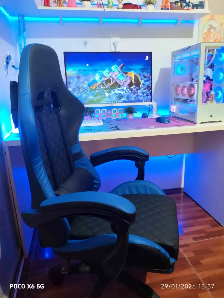 foto de Cadeira De Escritorio Gamer Ergonômica Dunamis Verde Marqs Home Reclinável 180kg Resistente Giratória Confortavel Computador
