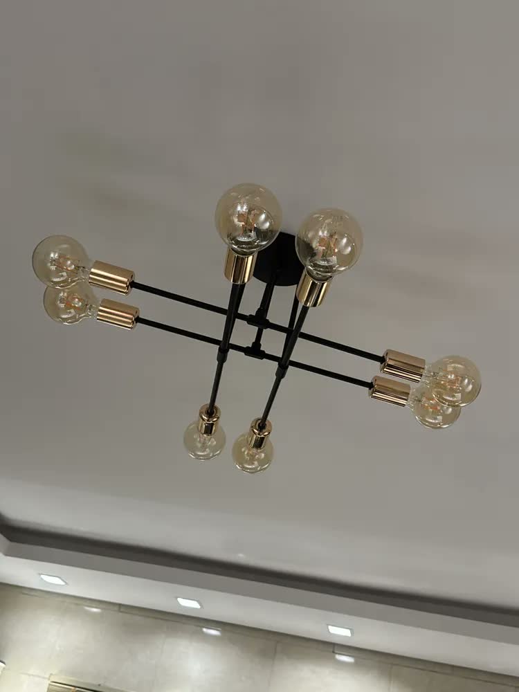 foto de Luminária Lustre Teto Moderno Pendente Para Sala 8 Lâmpadas