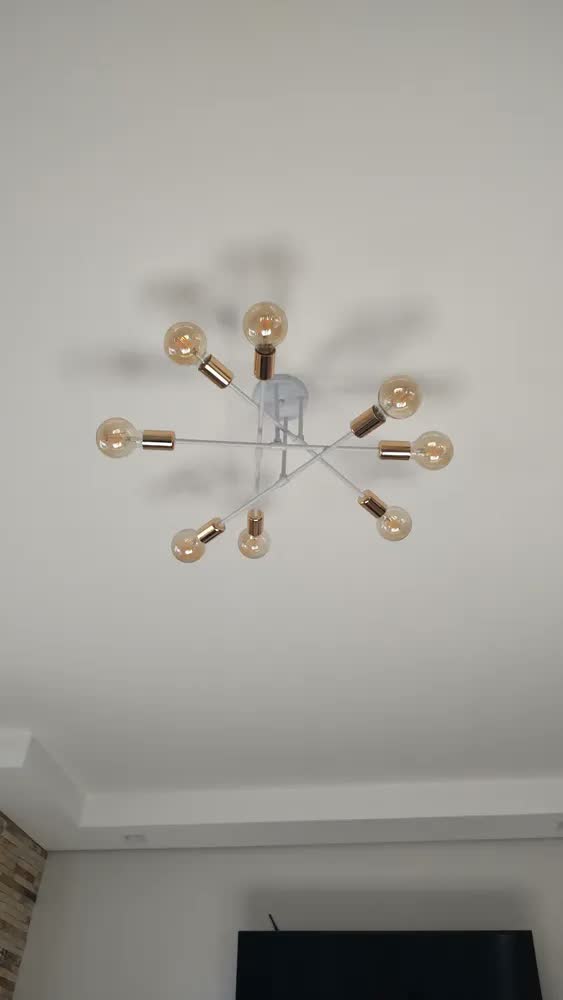foto de Luminária Lustre Teto Moderno Pendente Para Sala 8 Lâmpadas