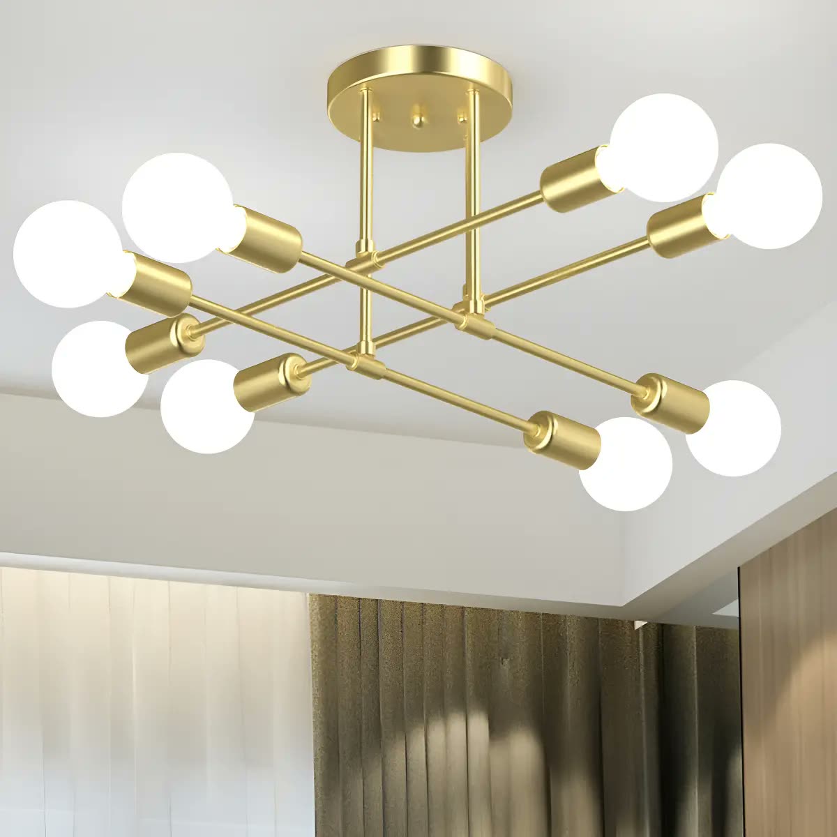 Luminária Lustre Teto Moderno Pendente Para Sala 8 Lâmpadas