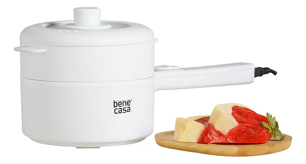 Panela Elétrica Multicooker Benecasa 2L 700W Antiaderente Tampa Vidro Branca