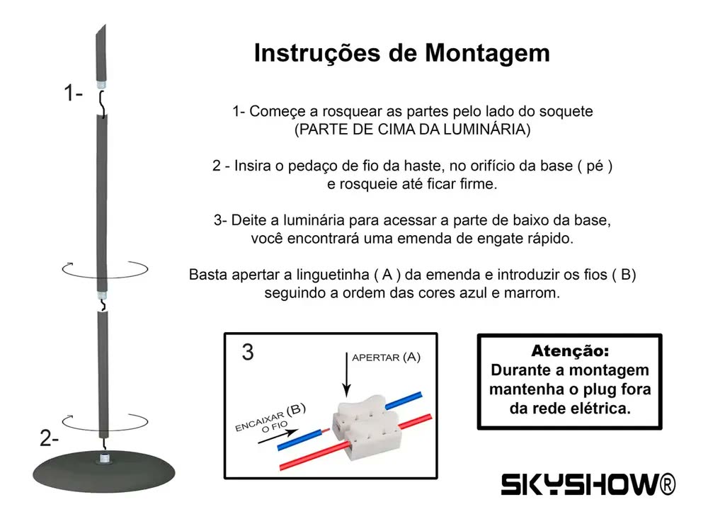 foto de Luminária Chão Cupula Tecido Skyshow® Abajur Coluna Piso Cúpula Bege/cru Estrutura Dourado