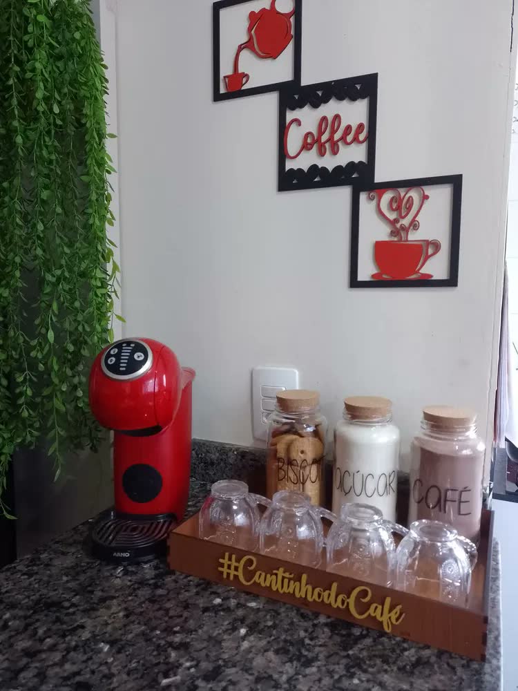 foto de Kit 3 Potes De Vidro 810ml - Tampa De Rolha Cantinho Do Café Cor Café Açúcar Leite Em Pó