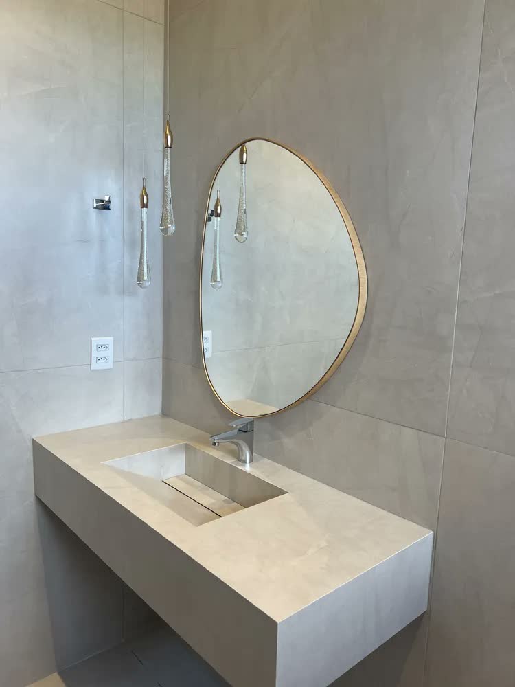 foto de Espelho Orgânico Com Borda Decorativo Moldura Em Madeira G Moldura Sumauma G