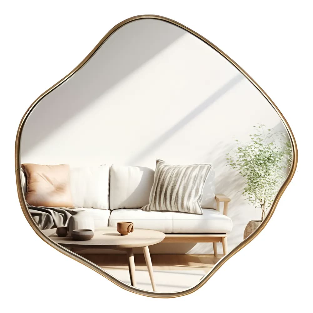 Espelho Orgânico Com Borda Decorativo Moldura Em Madeira G Moldura Sumauma G