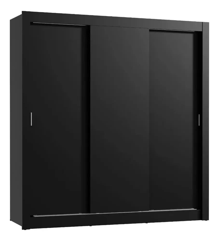 Guarda Roupa Casal Madesa Mônaco 3 Portas De Correr Cor Preto