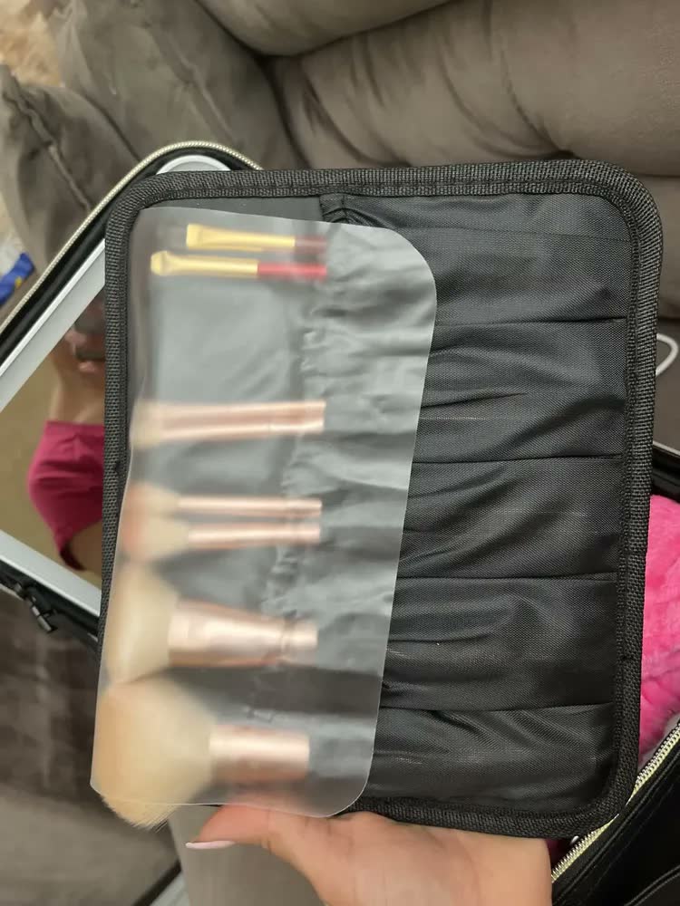foto de Bolsa Cosméticos Portátil Viagem Espelho Led Luxuoso Maleta