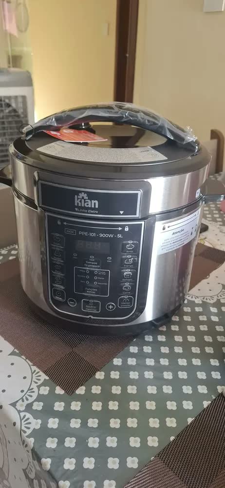 foto de Panela Pressão Eletrica 5l Inox 900w 14 Funções Feijao Kian Frequência 60hz