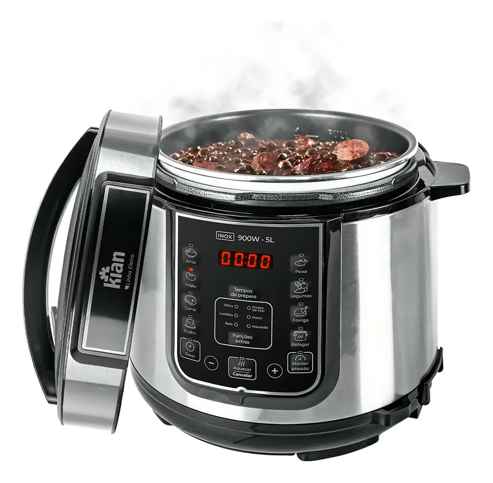 Panela Pressão Eletrica 5l Inox 900w 14 Funções Feijao Kian Frequência 60hz