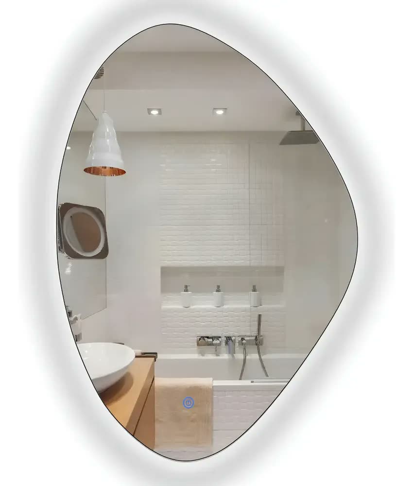 Espelho Orgânico Ornamo Decor 60x40cm LED Frio Touch Iluminado Decorativo