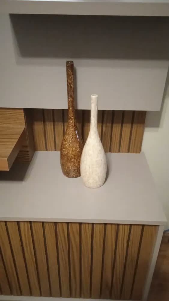 foto de Dupla Garrafa Tulipa Decoração Cerâmica Marmorizada Petra