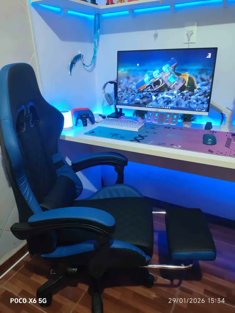 foto de Cadeira De Escritorio Gamer Ergonômica Dunamis Preta Marqs Home Reclinável 180kg Resistente Giratória Confortavel Computador
