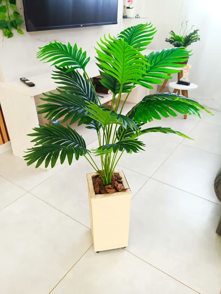 foto de Planta Artificial Palmeira 90cm Vaso Decor Sala Luxo