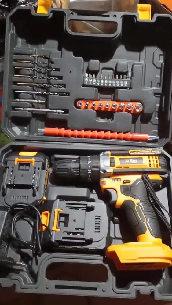 foto de Parafusadeira Furadeira De Impacto + Chave Impacto Brushless 430 Nm A Bateria 21v Bivolt Com Acessorios The Black Tools